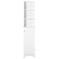 Homcom Tall Bathroom Storage Cabinet Freestanding Linen Tower With 3 Tier Open Adjustable Shelf, White White Mdf