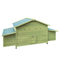 Wooden Chicken Coop Hen House Poultry Cage With 2 Sides Large Nesting Boxes,2 Free Range Doors Green Wood