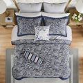 12 Piece Comforter Set With Cotton Bed Sheets Navy Queen Queen Navy Polyester