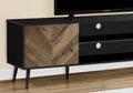 Tv Stand, 72 Inch, Console, Media Entertainment Center, Storage Cabinet, Living Room, Bedroom, Brown And Black Laminate, Black Wood Legs, Contemporary, Modern Black 80 89 Inches Particle Board