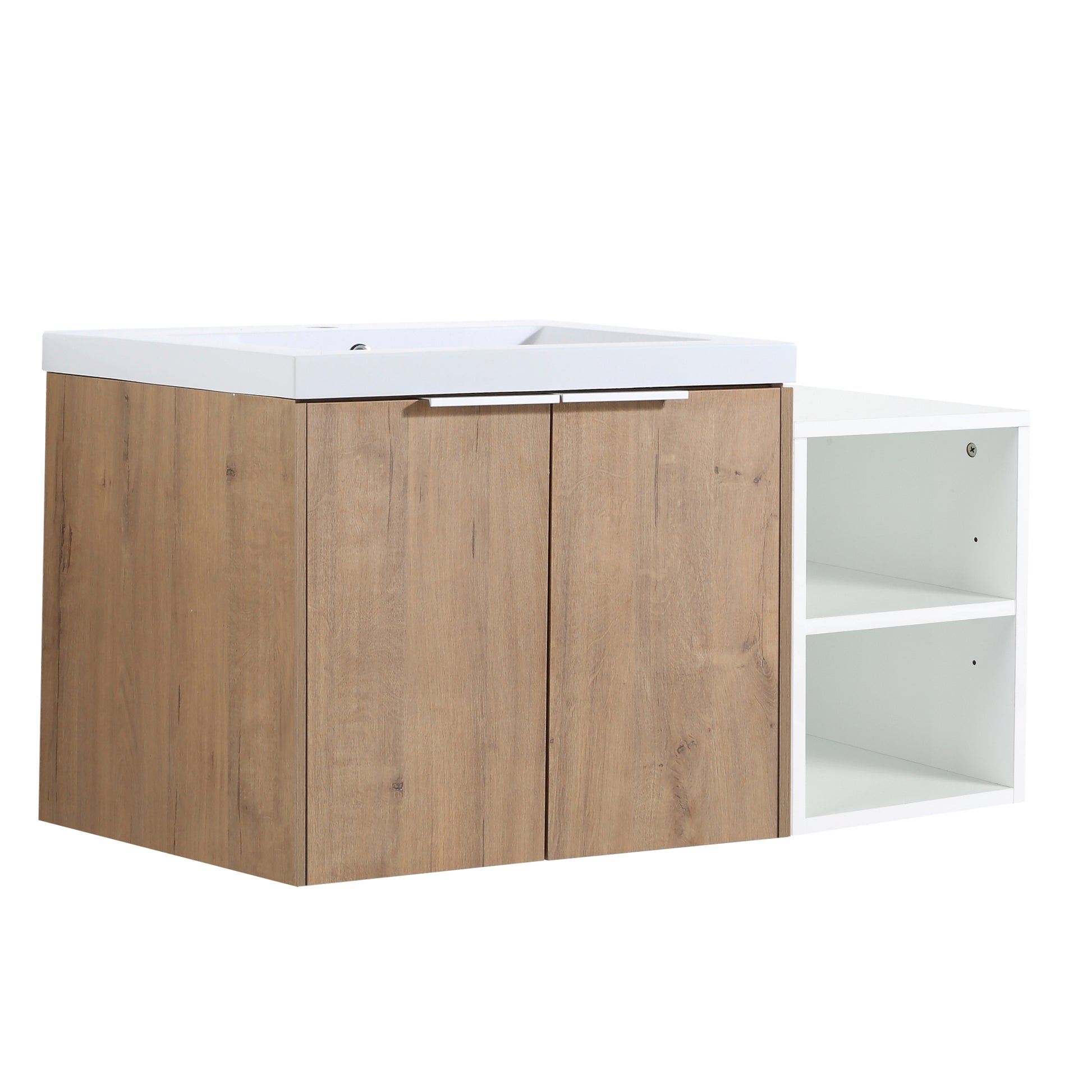 36 Inch Soft Close Doors Bathroom Vanity With Sink, A Small Storage Shelves, 24" And 12" Combination Cabinet, Kd Packing Imitative Oak 2 1 Bathroom Wall Mounted Modern Plywood