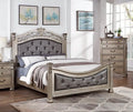 Formal Traditional Antique Silver 1Pc California King Size Bed Tufted Faux Leather Headboard Footboard Bedframe Box Spring Required California King Antique Silver Wood Bedroom American Traditional,Classic,Contemporary,Luxury,Traditional Pine Bed Frame