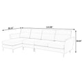 Modern Sofa 3 Seat Couch With Stainless Steel Trim And Metal Legs For Living Room,Black Black Foam 3 Seat