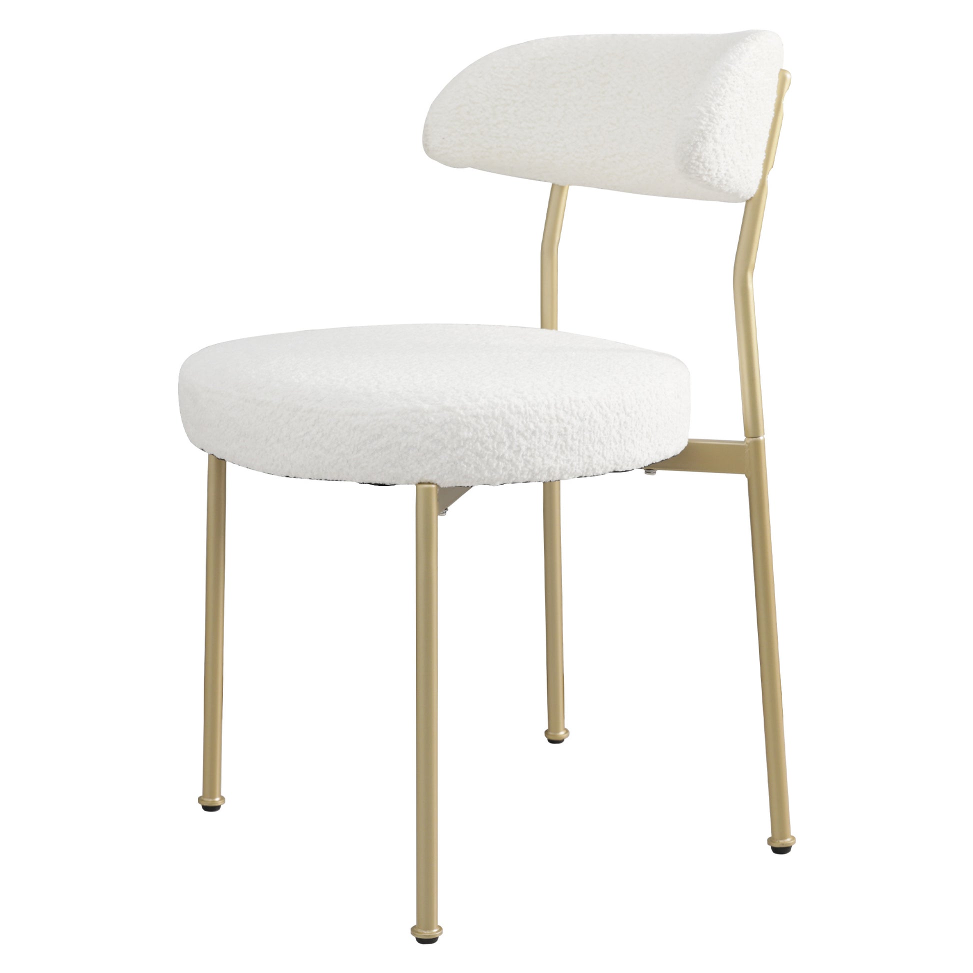 Boucle Upholstered Dining Chairs With Curved Backrest & Gold Metal Legs Set Of 2, Beige Metal Beige Gold Dining Room Foam Classic,Modern Dining Chairs Set Of 2 Fabric Metal