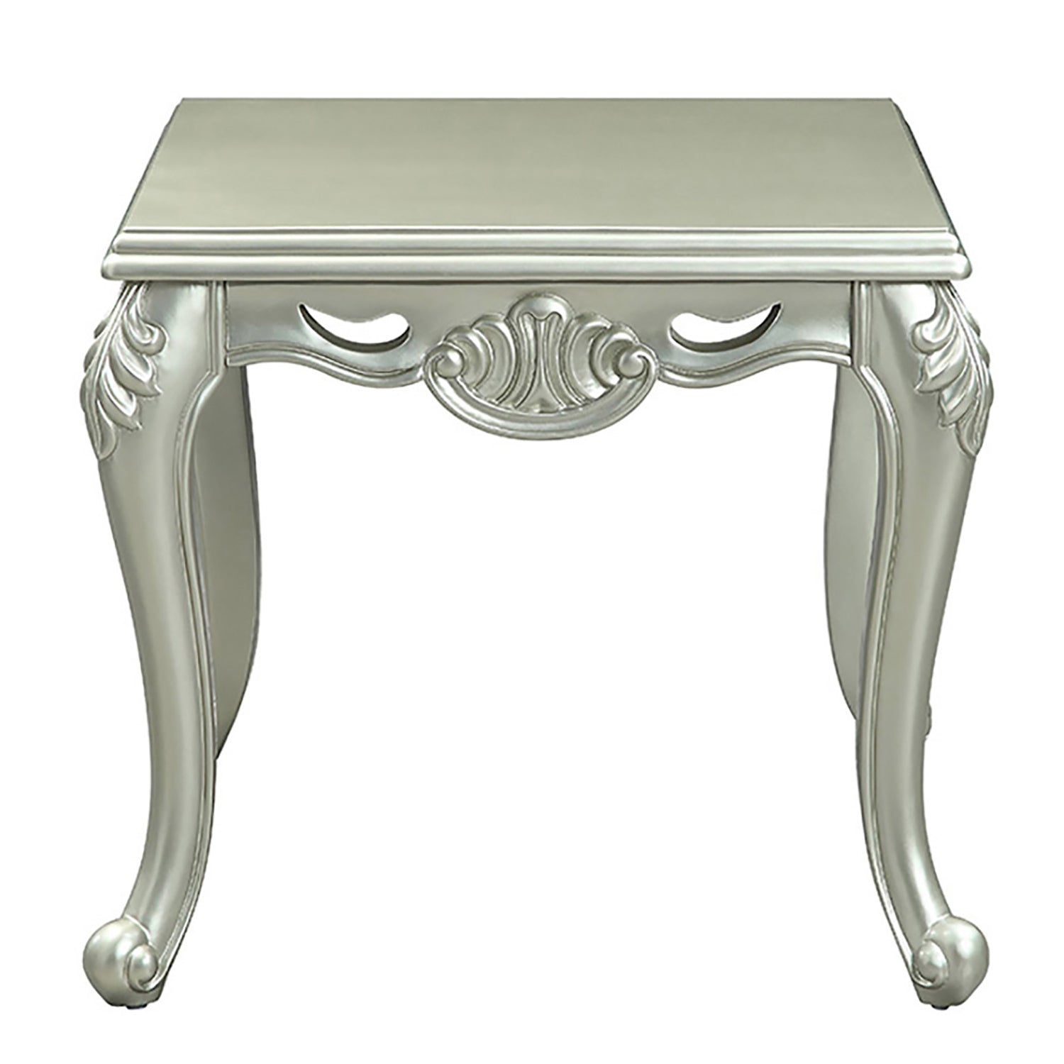 Champagne End Table With Metal Leg Champagne Primary Living Space Traditional Rubberwood Square Wood