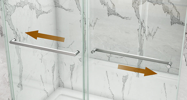 56 To 60'' W X 76'' H Frameless Shower Door, Double Sliding Shower Door With Premium 3 8'' 10Mm Thick Tempered Glass, Stainless Steel, Brushed Nickel Brushed Nickel Bathroom Modern Tempered Glass