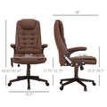 Homcom High Back Vibration Massage Office Chair With 6 Vibration Points, Heated Reclining Pu Leather Computer Chair With Armrest And Remote, Brown Brown Pu