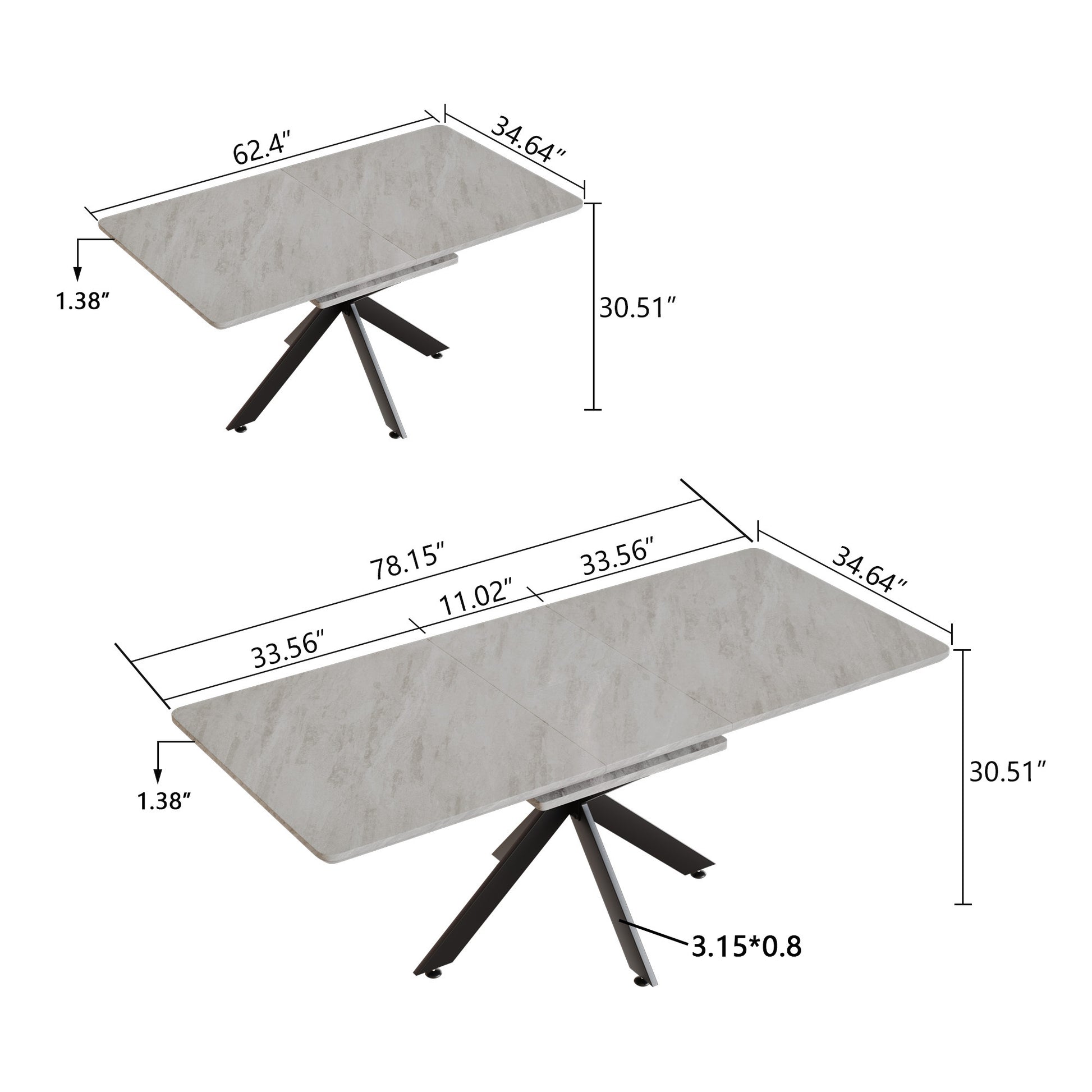 Scalable Dining Table Table Set For 6 8 Person For Dining Room,C Shaped Tube Soft Padded Armless Dining Chairs And Very Large Dining Room Table Kitchen Table Chair Set With Metal Legs Grey White Mdf Metal