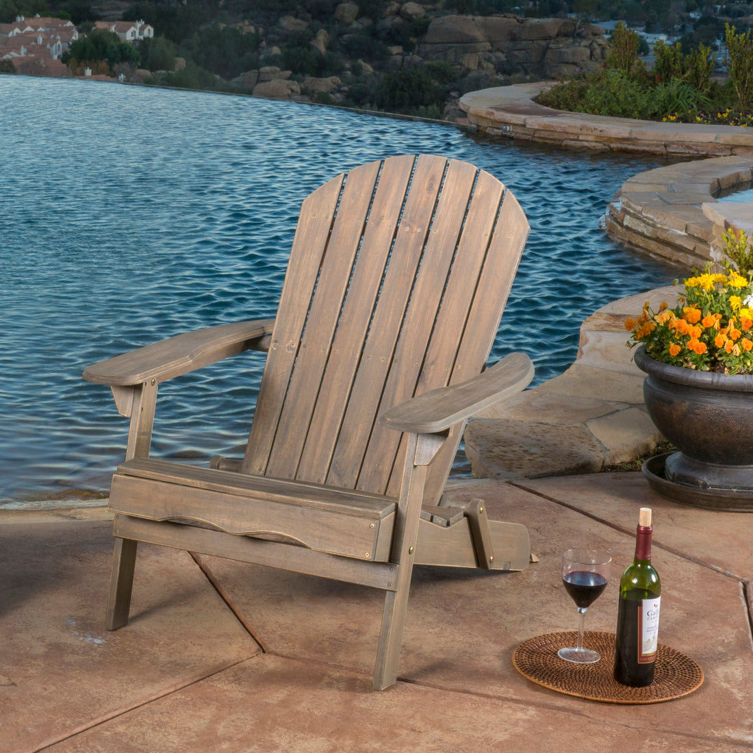 Malibu Reclining Adirondack Chair Grey Acacia Wood