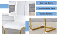 Luxury Simple Arch Chair Set Of 4 White Pu Material High Resilience Dining Chair With Arched Metal Gold Leg. White Gold Metal,Pu
