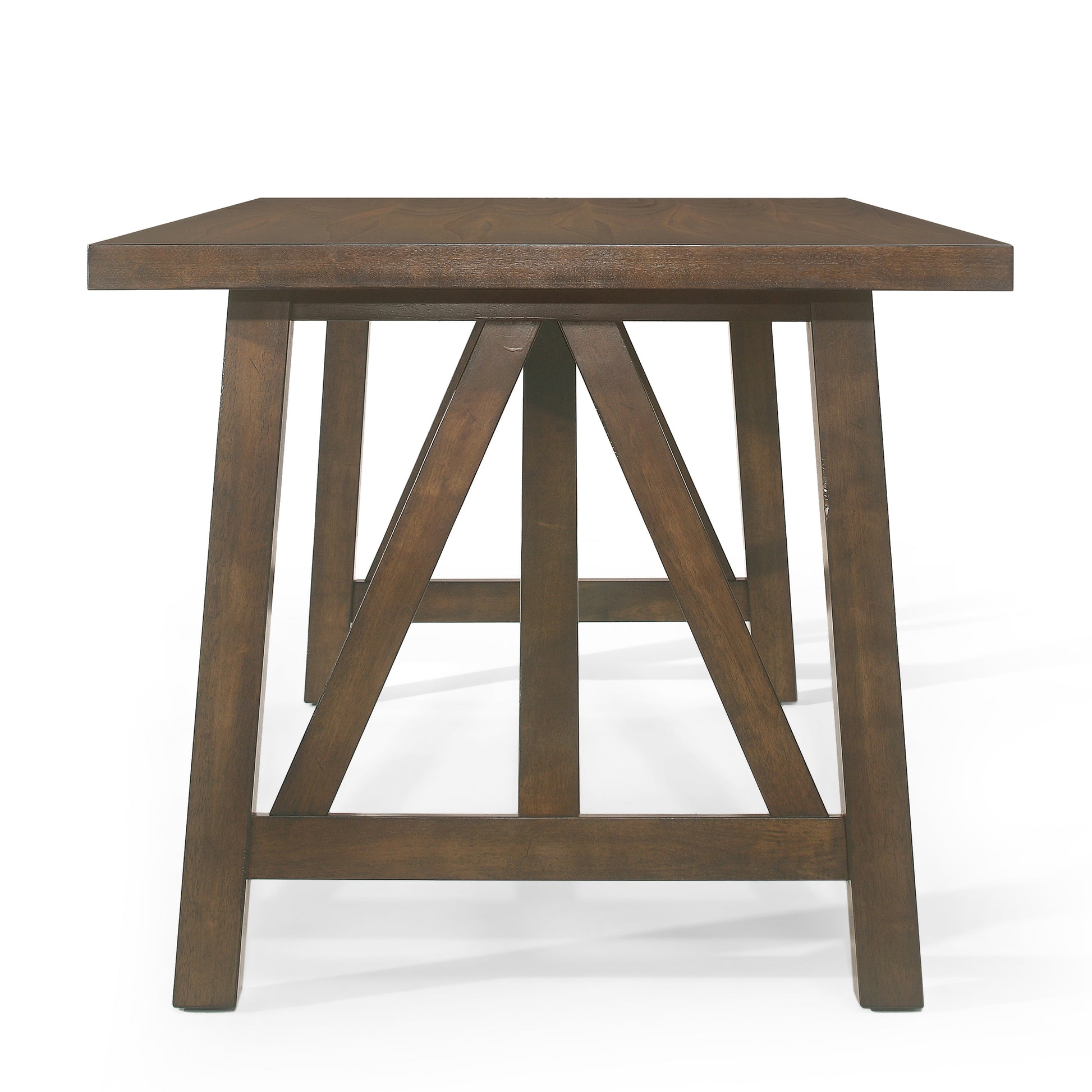 Dining Table Antique Brown Solid Wood Mdf