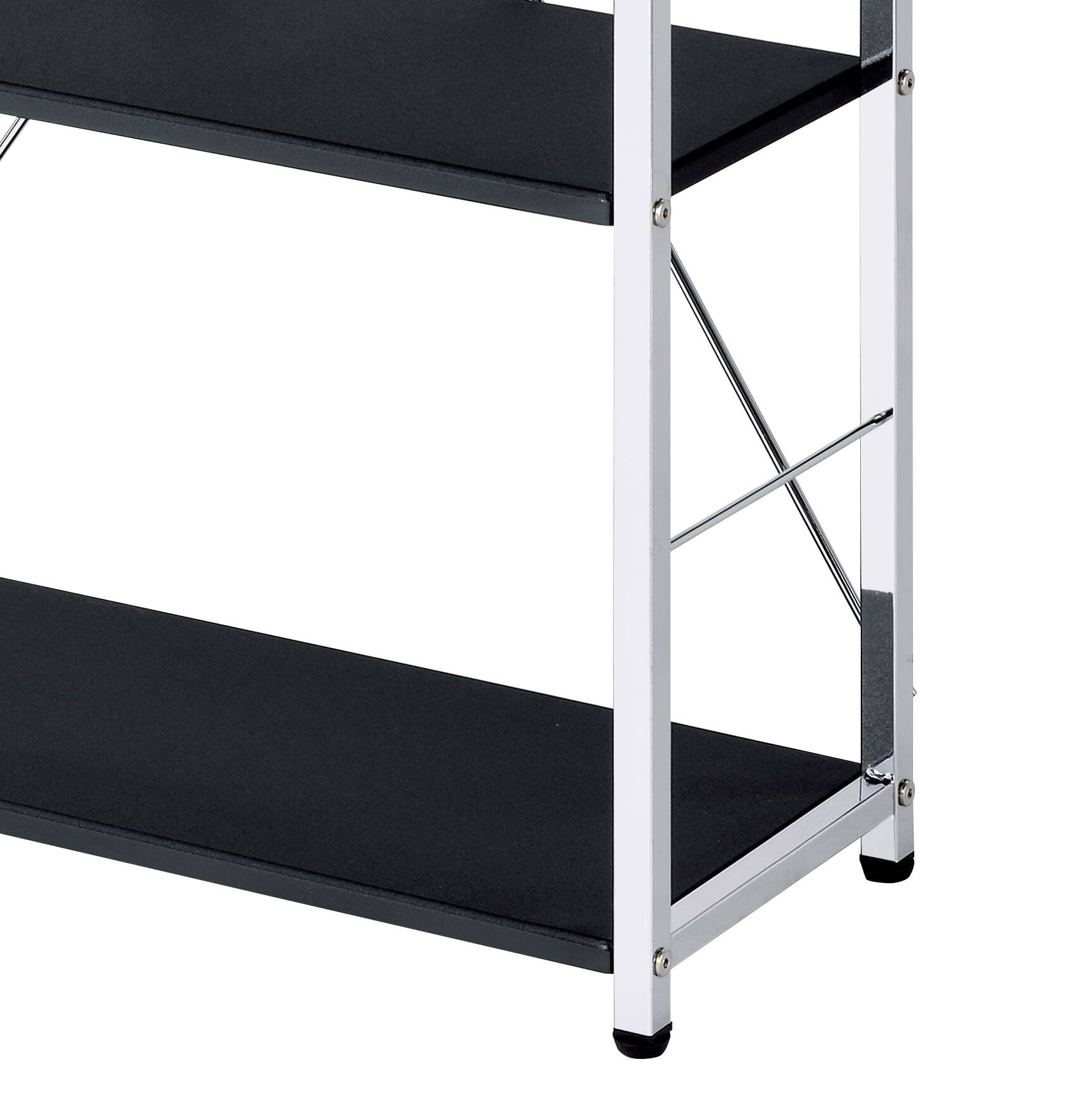 Tennos Black & Chrome Finish Bookshelf Black,Chrome Metal,Synthetic Wood