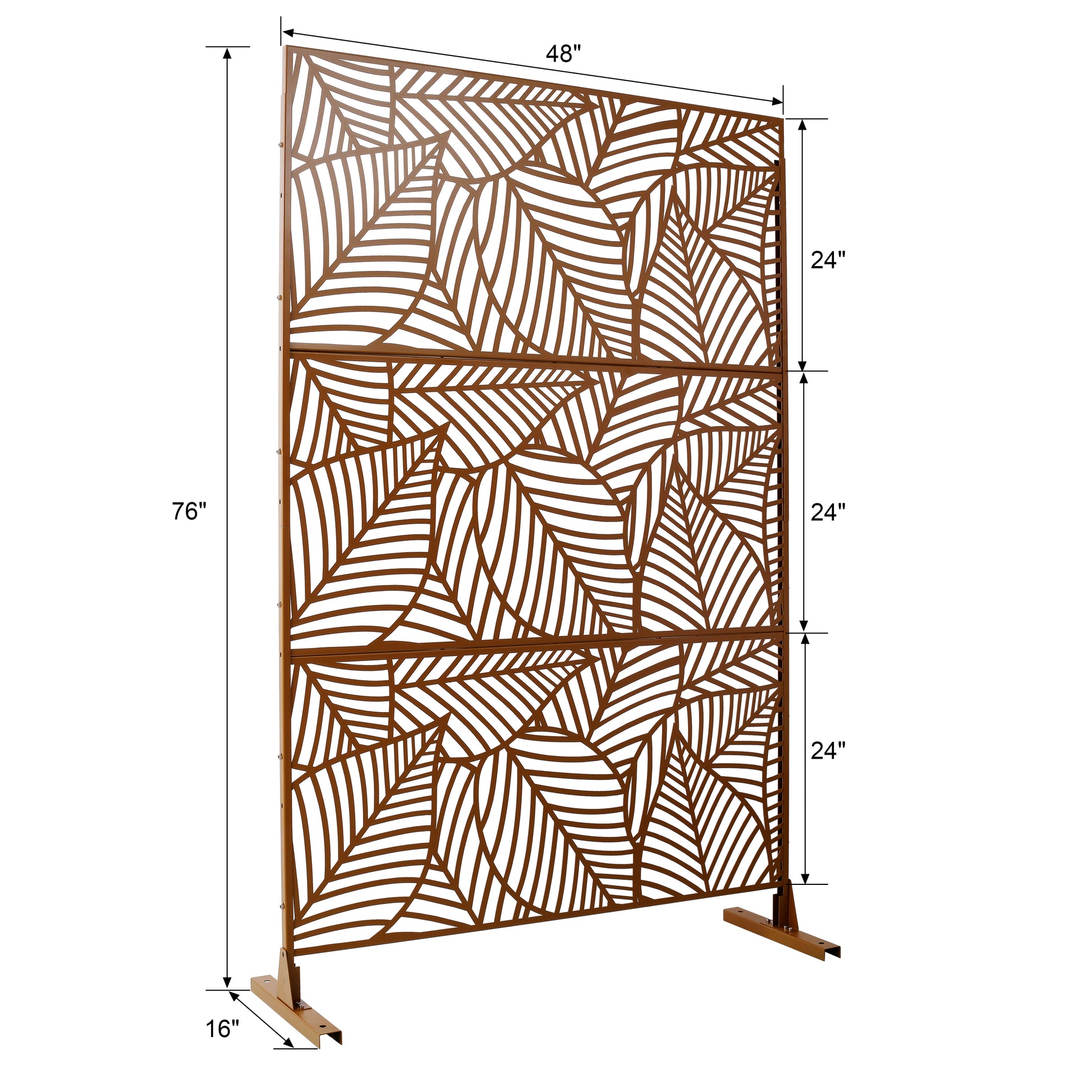 Outdoor & Indoor Privacy Screen Metal Privacy Screen 76" H 48" W, Freestanding Decorative Privacy Screen For Deck Balcony Patio, Privacy Fence Panels For Outside Lawn Garden Ps111 Brown Brown Steel