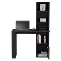 Iowa Computer Desk With 1 Cabinet And 4 Tier Bookcase Black Computer Desk Office Modern Rectangular Open Storage Desk Rectangular Particle Board Engineered Wood