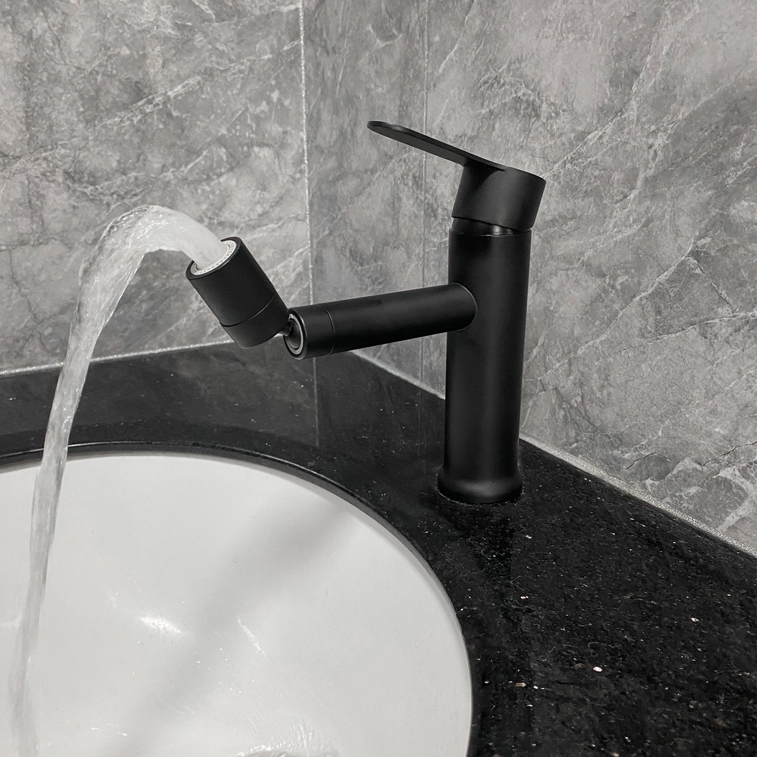 Bathroom Sink Faucet, Single Hole Bathroom Faucet Modern Single Handle Vanity Basin Faucet Matte Black Stainless Steel