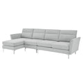 Modern Sofa 3 Seat Couch With Stainless Steel Trim And Metal Legs For Living Room,Package Compression Sofa Technology,Gray Gray Foam 3 Seat