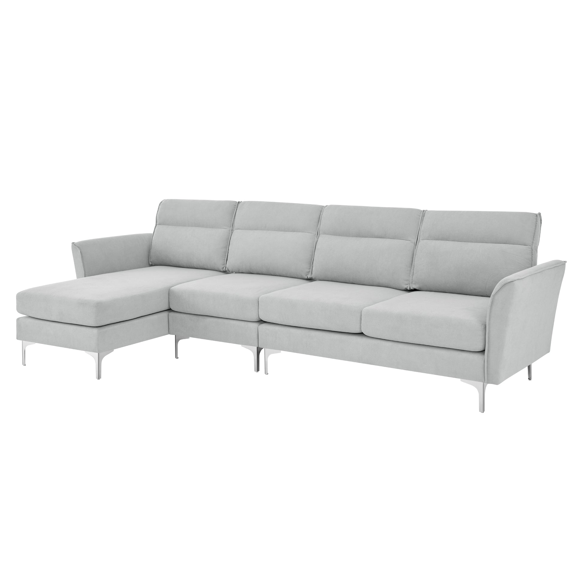 Modern Sofa 3 Seat Couch With Stainless Steel Trim And Metal Legs For Living Room,Package Compression Sofa Technology,Gray Gray Foam 3 Seat