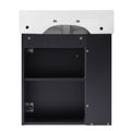 Video 21.6 Inch Modern Floating Bathroom Vanity With Ceramic Basin Perfect For Small Bathrooms, Left Side Storage Black Bathroom Ceramic Mdf