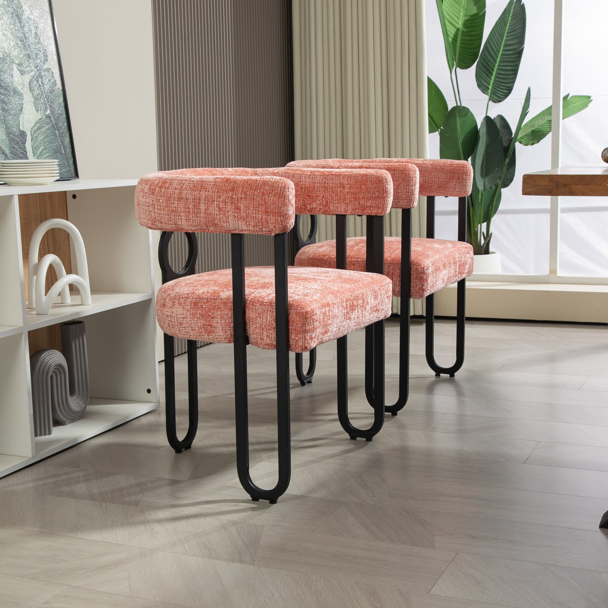 Coolmore Contemporary Designed Velvet Fabric Upholstered Accent Dining Chair Barrel Side Chairs Kitchen Armchair For Living Room Set Of 2 Pink Linen Pink Foam Chenille