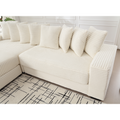 Arrived Oversized Two Piece Couches, L Shaped Sofa, Corduroy, Left Chaise Daybed,With Armrests,Eight Throw Pillows,Corner Sofa,Easy To Assemble, Beige Beige Polyester Wood Primary Living Space Pillow Back Medium Soft Modern Square Arms Wood 3 Seat