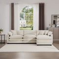 Sectional Sofa Modular Deep Seat 3 Seat Sofa Couch With Ottoman,Comfy Upholstered Furniture For Living Room,Light Beige Corduroy Sofa Beige Corduroy 3 Seat