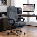 Vinsetto Massage Office Chair With Foot Rest, Executive Office Chair With 6 Vibration Point And Heat, Reclining Computer Chair, Swivel Desk Chair, Adjustable Height, Charcoal Gray Gray Polyester