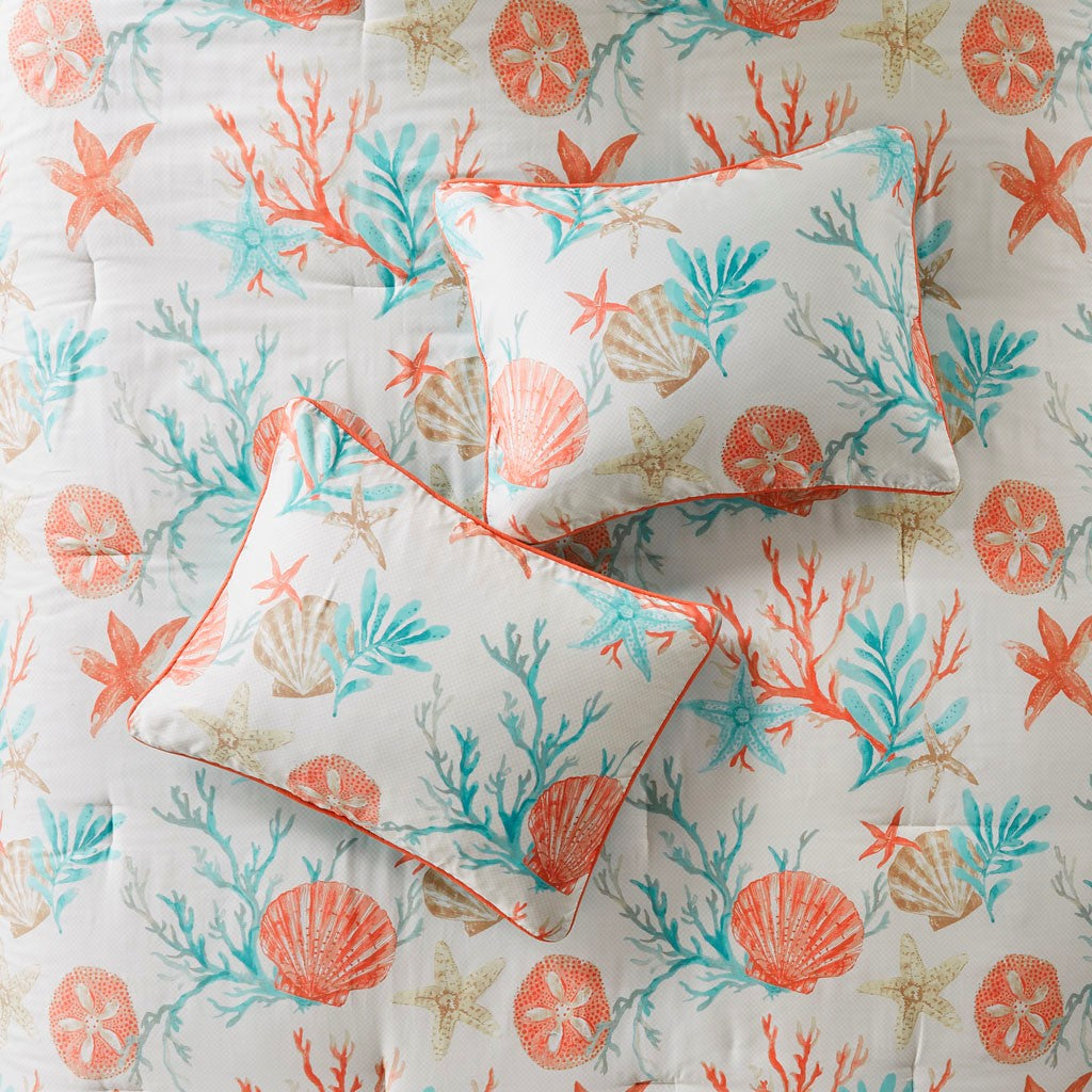 7 Piece Cotton Sateen Comforter Set Coral King King Coral Cotton
