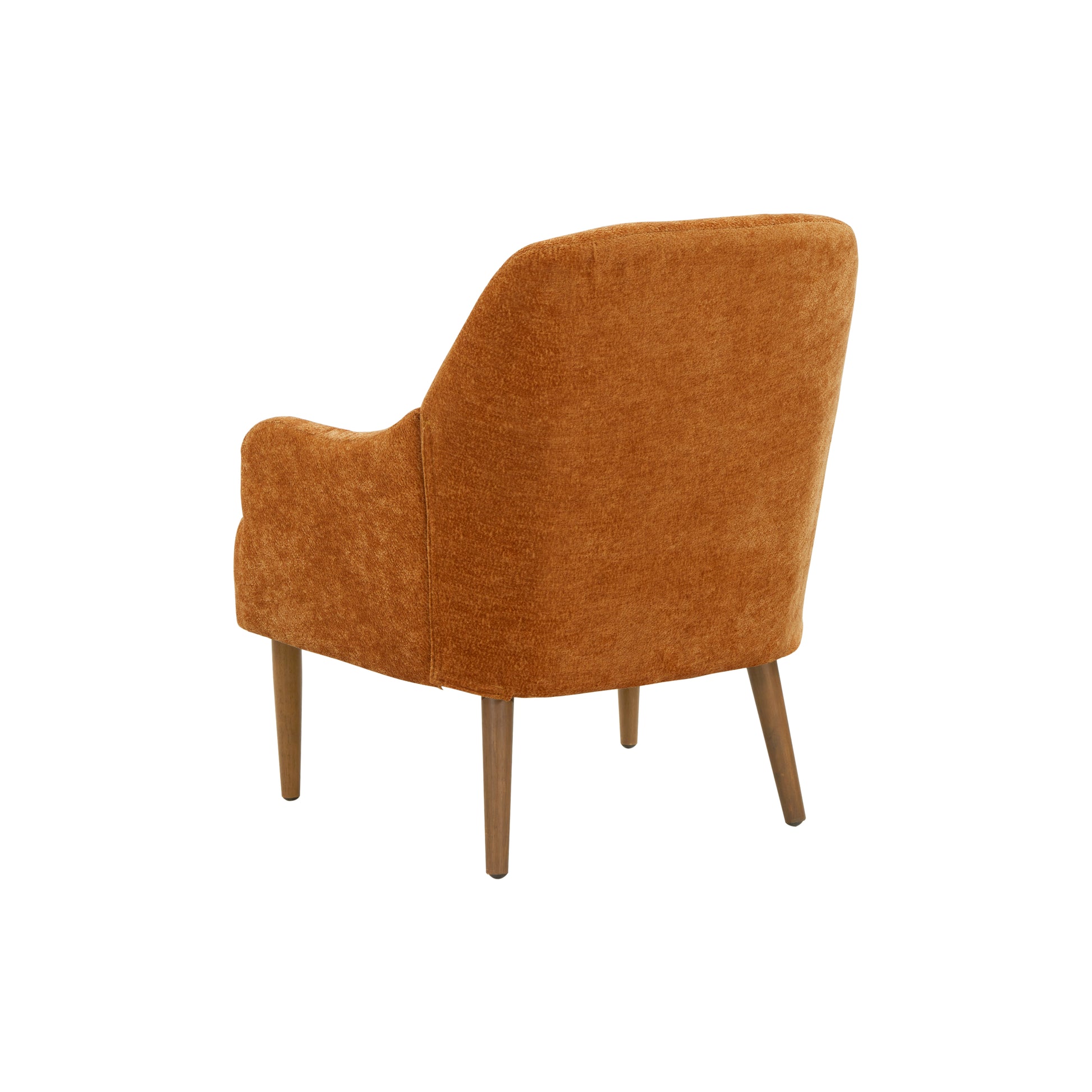 Chenille Armchair, Modern Style Accent Chair With Wood Legs, Comfy Design For Living Room, Bedroom, Office, Orange Orange Foam Wood Fabric