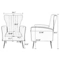 Velvet Accent Chair With Table, Wingback Arm Chair With Gold Legs, Upholstered Single Sofa For Living Room Bedroom, White White Velvet 1 Seat