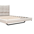 Full Size Upholstered Platform Bed With Led Lights,Usb Ports And Outlets,Linen Fabric,Beige Full Beige Wood Metal