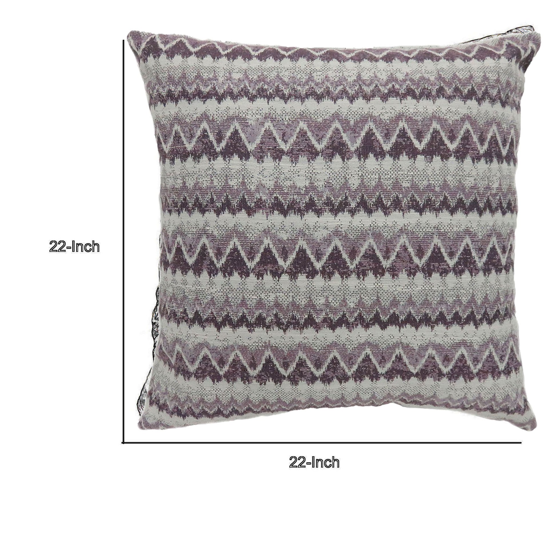 Contemporary Style Horizontally Zigzag Designed Set Of 2 Throw Pillows, Purple Purple Polyester