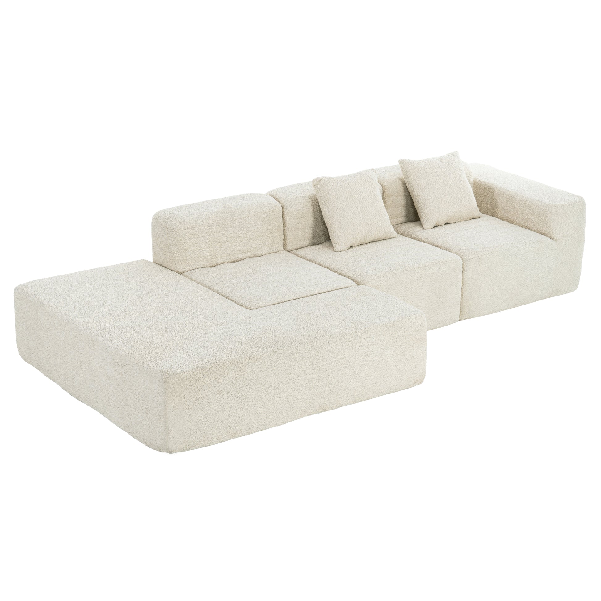 116.5" Sectional Sofa Full Compressed Sofa Couch Free Combined Sofa For Living Room, Beige Beige Foam Polyester 4 Seat