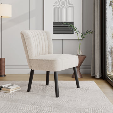 Shellback Chair In White White Boucle,Polyester