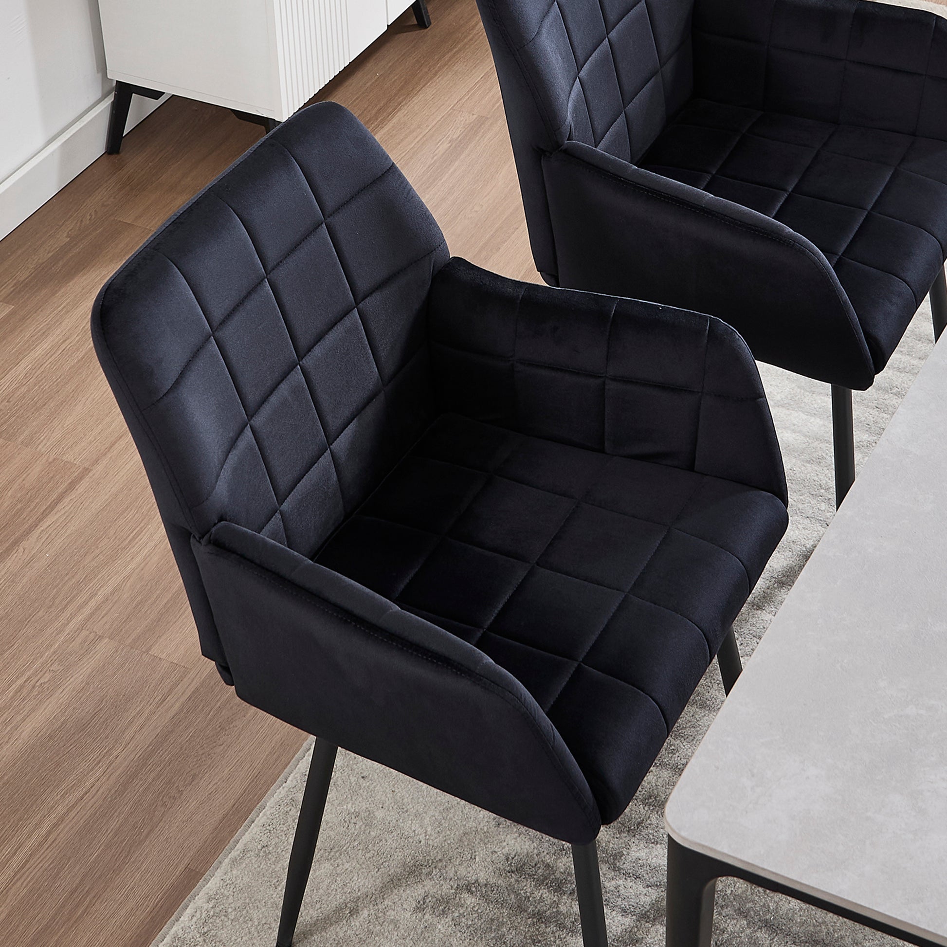 Dining Chairs Set Of 2, Upholstered Kitchen Chairs With Comfortable Seat, Velvet Dining Chairs With Armrests, Easy To Assemble And Clean, For Dining Room, Kitchen, Living Room,Black Black Velvet