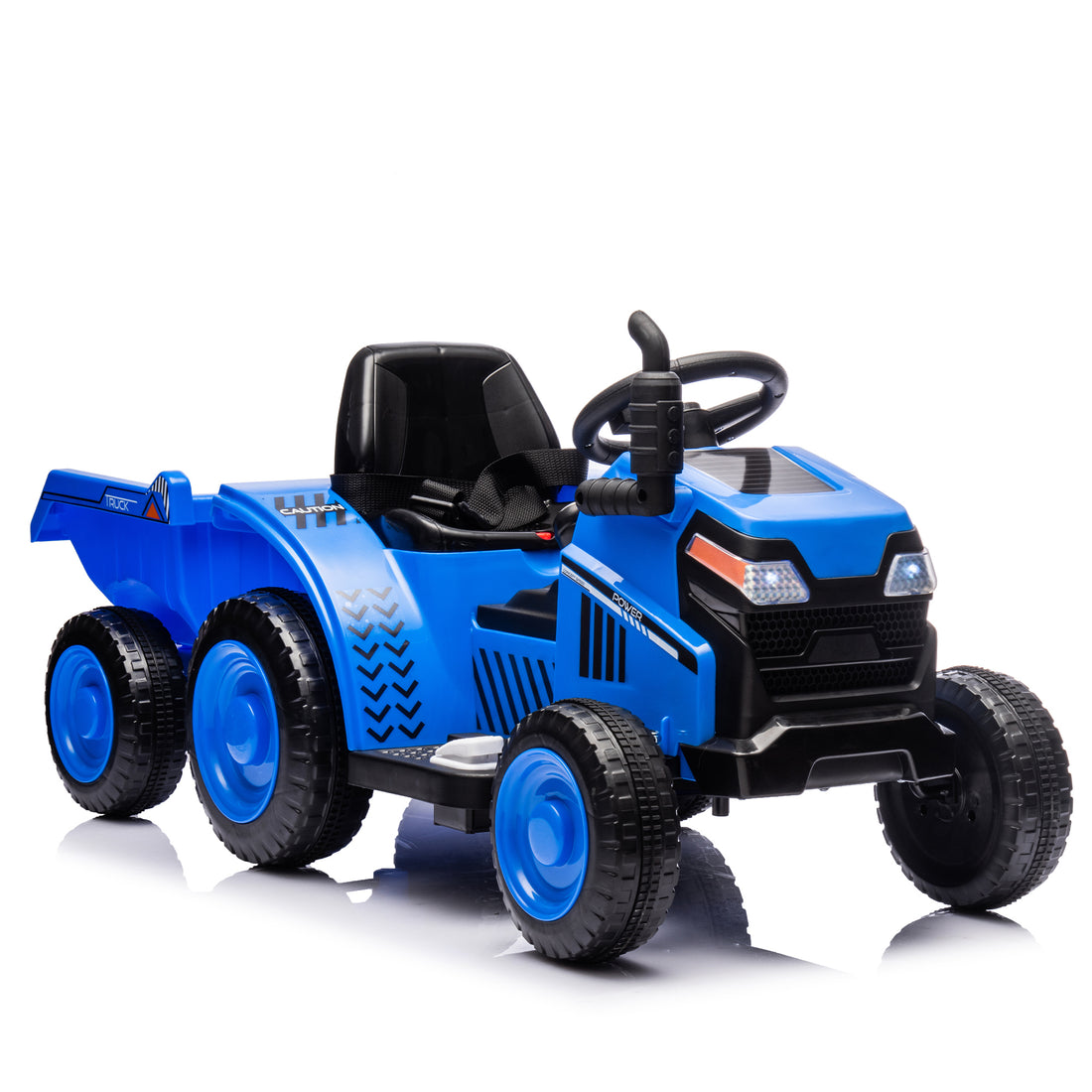 12V Kids Ride On Electric Tractor Black Knight,Kids Ride On Toy.2Wd,Non Skid Tires, Steering Wheel, Foot Pedal,With Removable Storage Tug,Light,Bluetooth,Music,Mp3,Usb,Power Display For Kids Aged 3 . Blue 50 99 Lbs Polypropylene