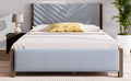 Modern Mid Century Queen Upholstered Platform Bed Frame With Tufted Headboard And Solid Wood Legs,No Box Spring Needed,Gray Box Spring Not Required Queen Gray Wood Bedroom Mid Century Modern,Modern Bed Frame Linen Wood