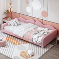 Twin Size Upholstered Daybed, Sherpa Fabric Sofabed With Cloud Shaped Backrest, No Box Spring Needed, Pink Twin Pink Wood Fabric