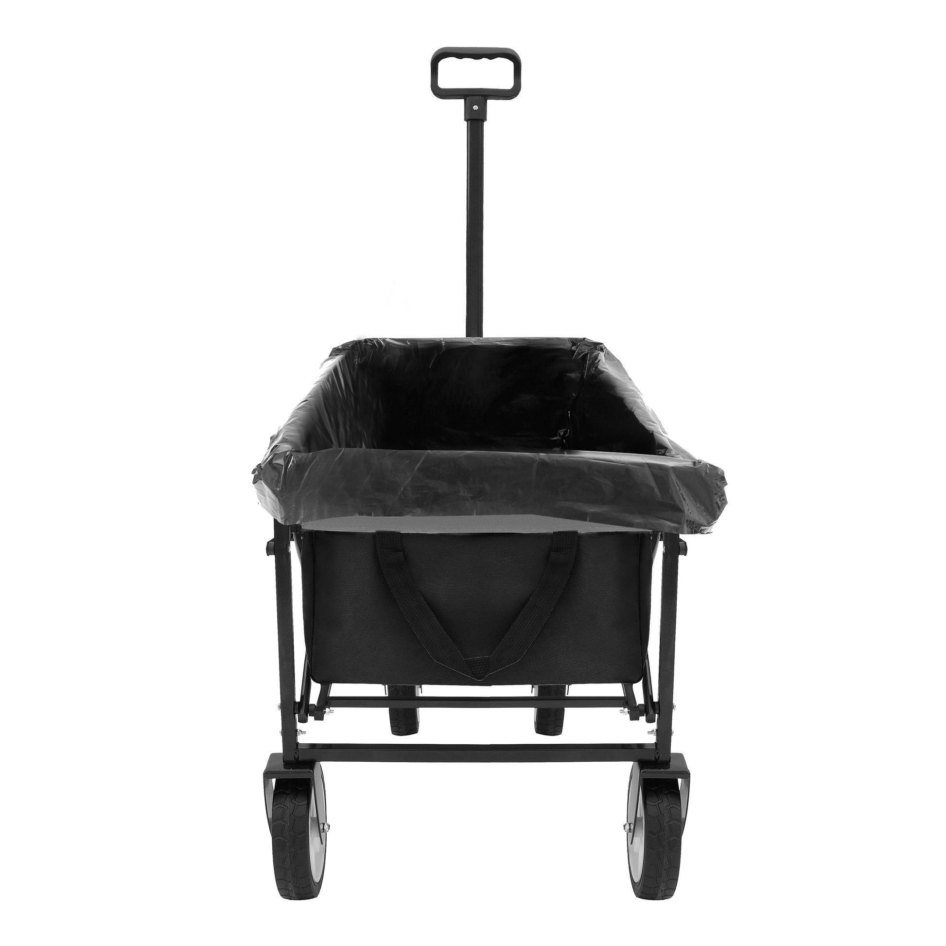Minimeetall Multi Use Bag,Collapsible Foldable Wagon Cart Beach Wagon Heavy Duty Utility Cart Utility Wagon Grocery Cart For For Camping 3Pcs Plastic Liner Bag Coverblack Black Steel