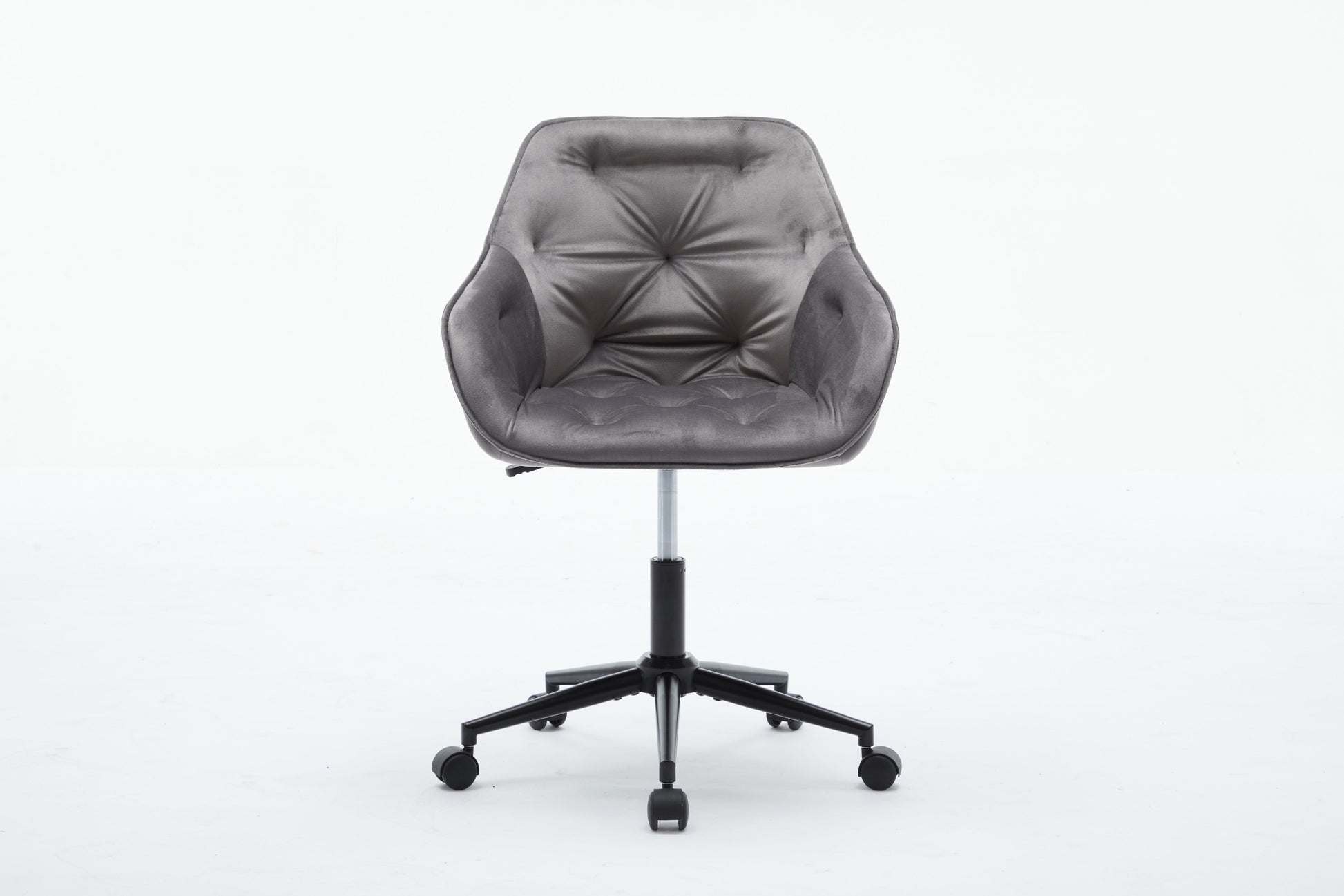 Velvet Home Office Chair, Modern Home Desk Chair With Wheelsvanity Chairs For Living Room, Bedroom,Study Room,Computer Chair Grey Fiber Foam And Polyester Fiber Pad Iron