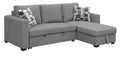 Pensole Gray Reversible Pop Up Sleeper Sectional Gray Foam Engineered Wood 3 Seat