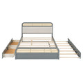 Queen Size Wooden Platform Bed With Trundle And 2 Drawers,Gray Queen Gray Solid Wood Mdf