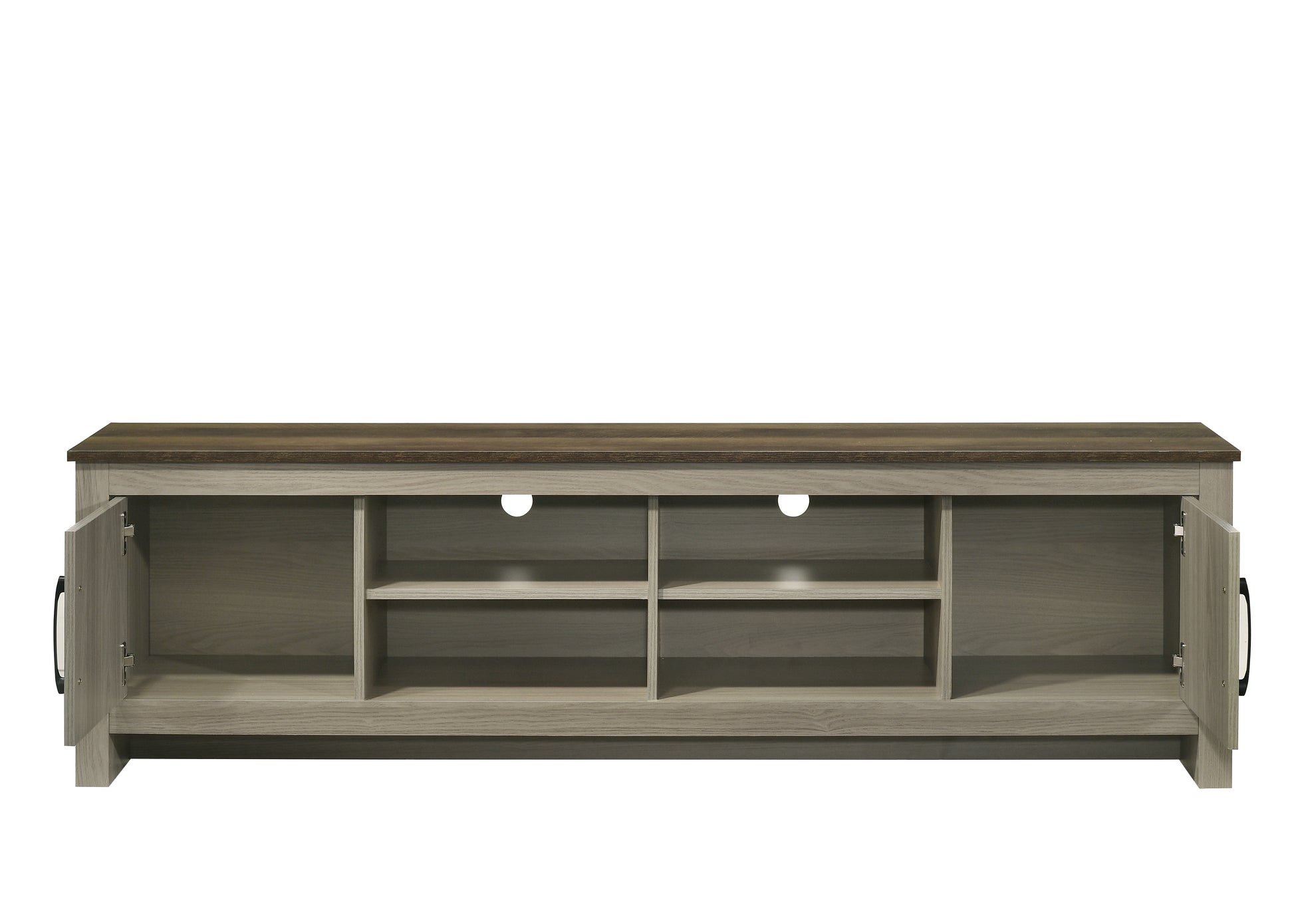 Nyla 68.5"W Gray Oak Tv Stand With Shelves And Cabinet Doors Gray 60 69 Inches Wood