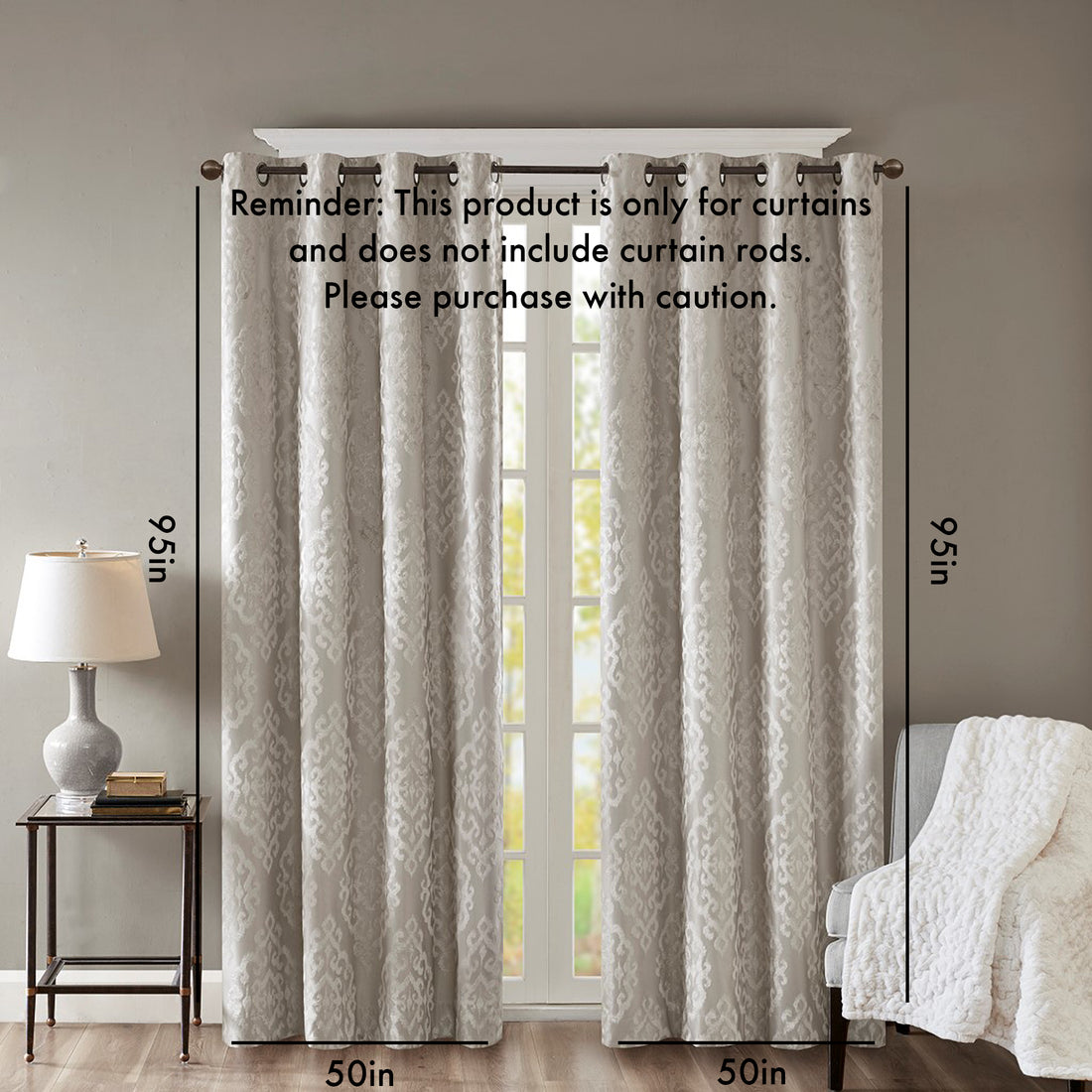 Knitted Jacquard Da Total Blackout Grommet Top Curtain Panel Only 1 Pc Panel Silver Polyester