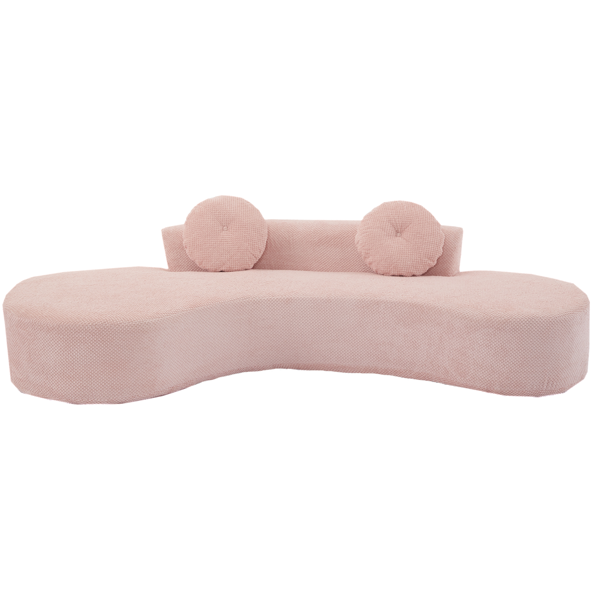 Arrived 105.5''Curved Sofa, Modern Minimalist Sofa, Cloud Couch Sofa 3 4 Seater Couch With 2 Pillows,Bedroom, No Assembly Required, Point Shaped Corduroy, Anti Wrinkle ,Pink Pink Polyester Primary Living Space Tight Back Soft Modern Foam Upholstered 3