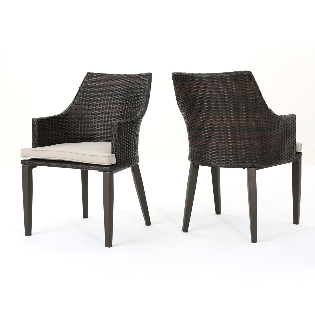 Hillhurst Chair Brown Mp2 Set Of 2 Brown Rattan Waterproof Fabric Metal