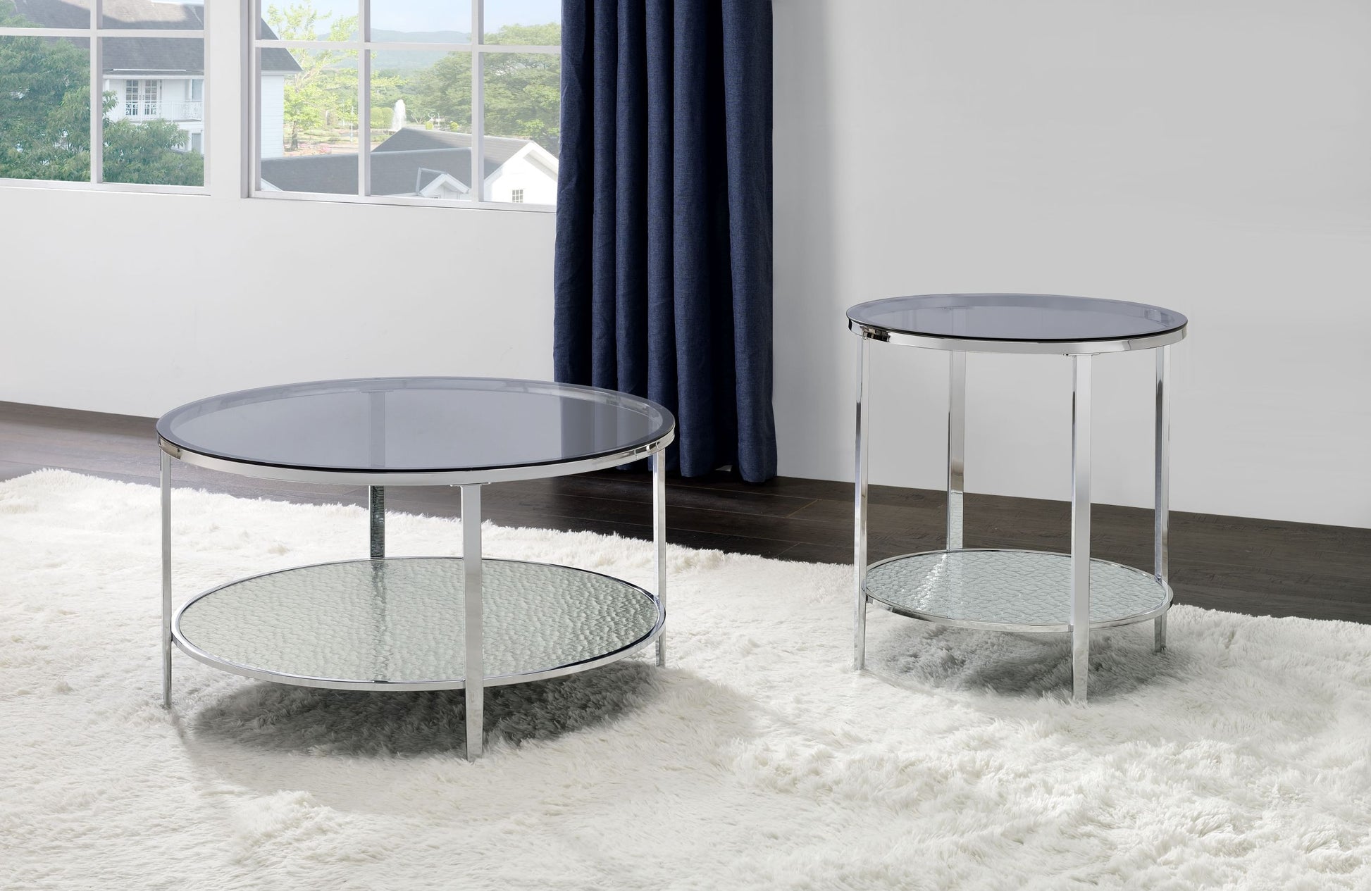 Frostine Round Coffee Table Silver Silver Metal