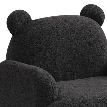 Raelynn 25.5"W Black Teddy Velvet Bear Shaped Kids Armchair Black Foam Velvet