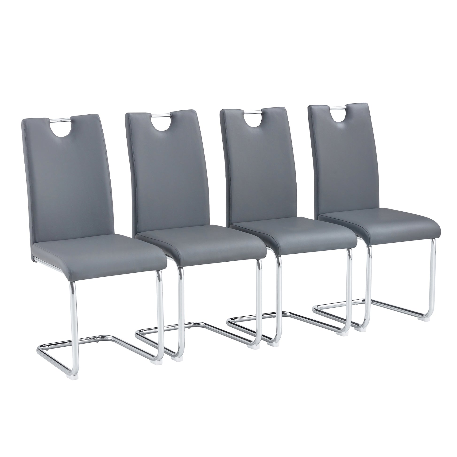 Dining Table Set For 4 6, 5 Piece Dining Table Set, Faux Wood Table Top And Modern Design Mdf Base With 4 Pu Leather Ergonomic Dining Chairs Metal Grey Modern Mdf Metal