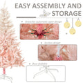 Homcom 7Ft Unlit Spruce Artificial Christmas Tree With Realistic Branches And 1000 Tips, Pink Pink Plastic