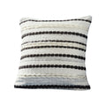 18 Inch Decorative Throw Pillow Cover, Black Lined Beading, Gray Fabric Grey Black Fabric